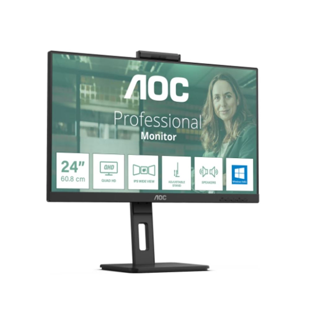 23.8 Aoc 24p3cw Ips 4ms 75mhz 1xhdmı 1xdp Usb Type-c Rj45 Fhd 1920x1080 Webcam Hoparlör Çerçevesiz Pıvot Vesa Siyah