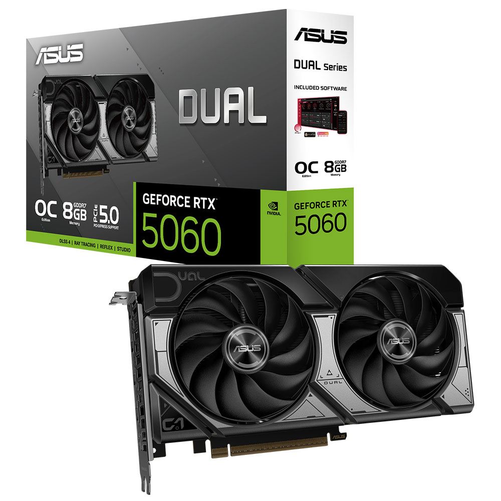 ASUS VGA DUAL-RTX5060-O8G-NVIDIA-GEFORCE-RTX 5060-8GB GDDR7-128bit--OC-HDMI-3xDP-DLSS3 EKRAN KARTI