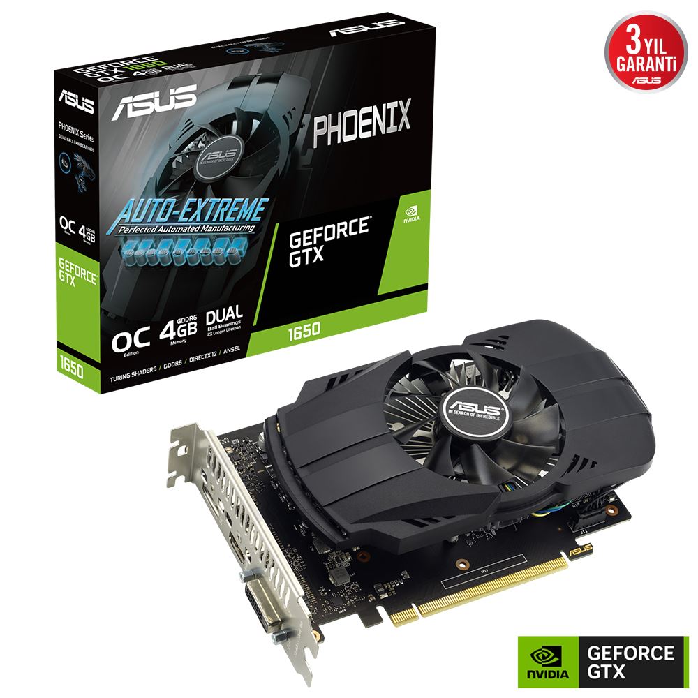 Asus Geforce Gtx 1650 Ph-Gtx1650-O4gd6-P-Evo 4gb Gddr6 64bit  Dvı Hdmı Dp Ekran Kartı