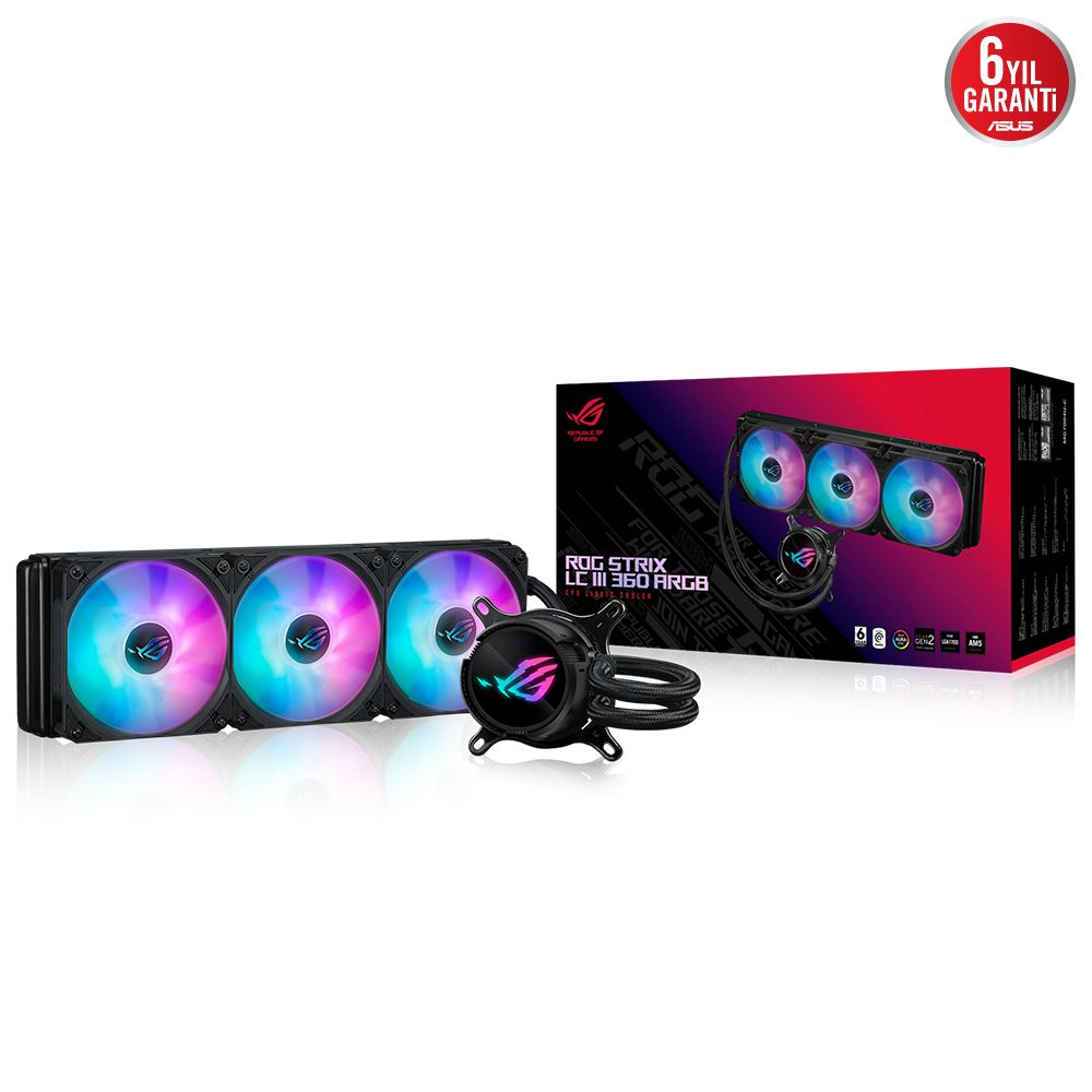Asus Rog Strıx Lc Iıı 360 Argb Aura Sync Rgb 120mm*3 Adreslenebilir Rgb Fan Cpu Sıvı Soğutucusu 6 Yıl Garanti