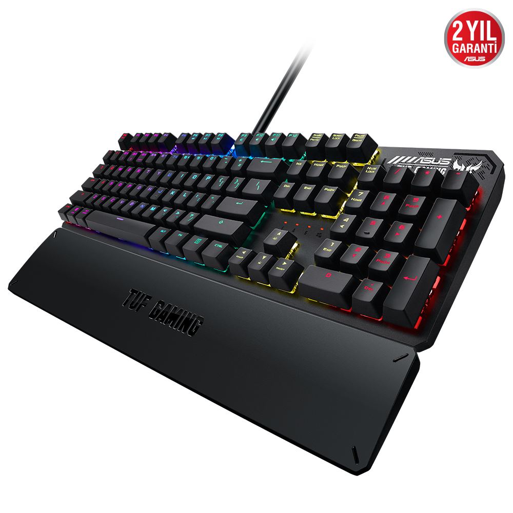 Asus Tuf Gamıng K3 Aura Sync Rgb Optık Mekanık Turkce Oyuncu Klavyesı Bılek Destegı Suya Ve Toza  Dayanıklı Red Swıtch