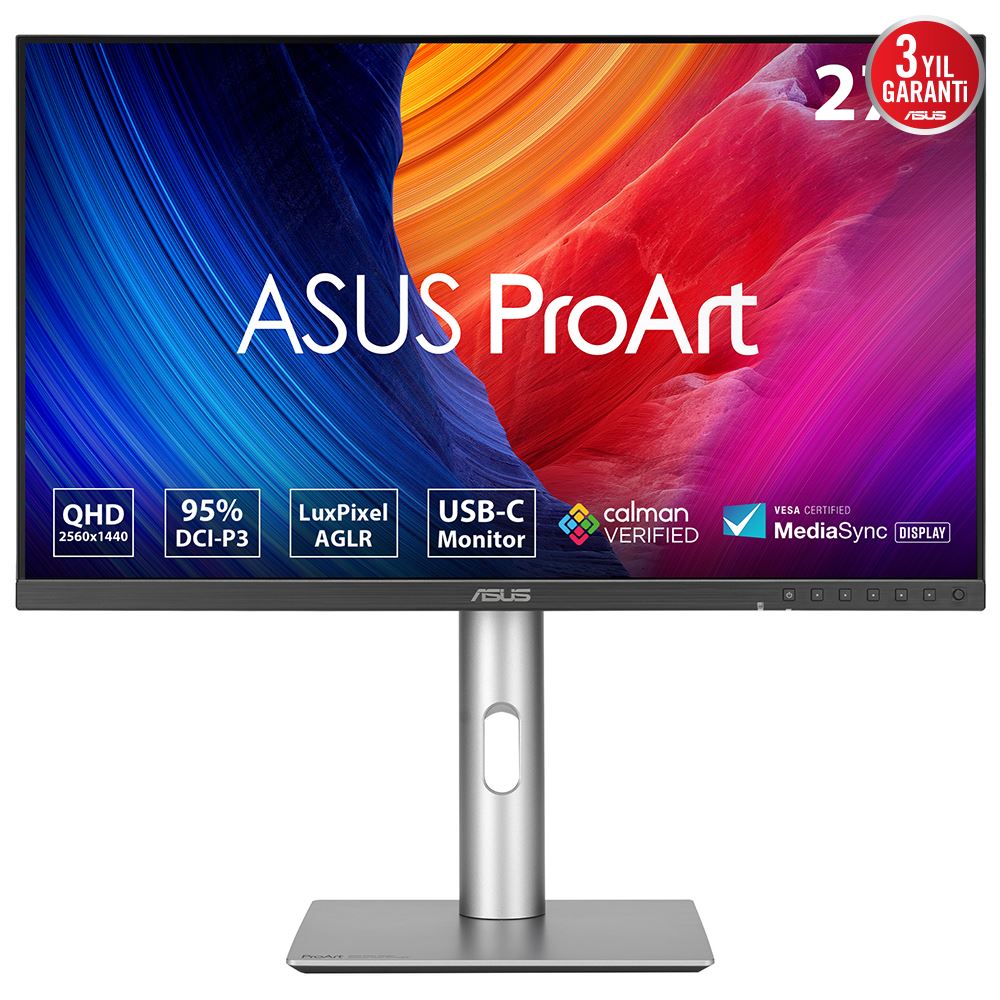 Asus Proart Pa278cfrv 27 Ips Hdr 2560x1440 5ms 100hz 350cd Dp Hdmı Usb-C Hoparlör Vesa 3yıl 95% Dcı-P3  Calman Verified  Pd 96w Pıvot Monitör