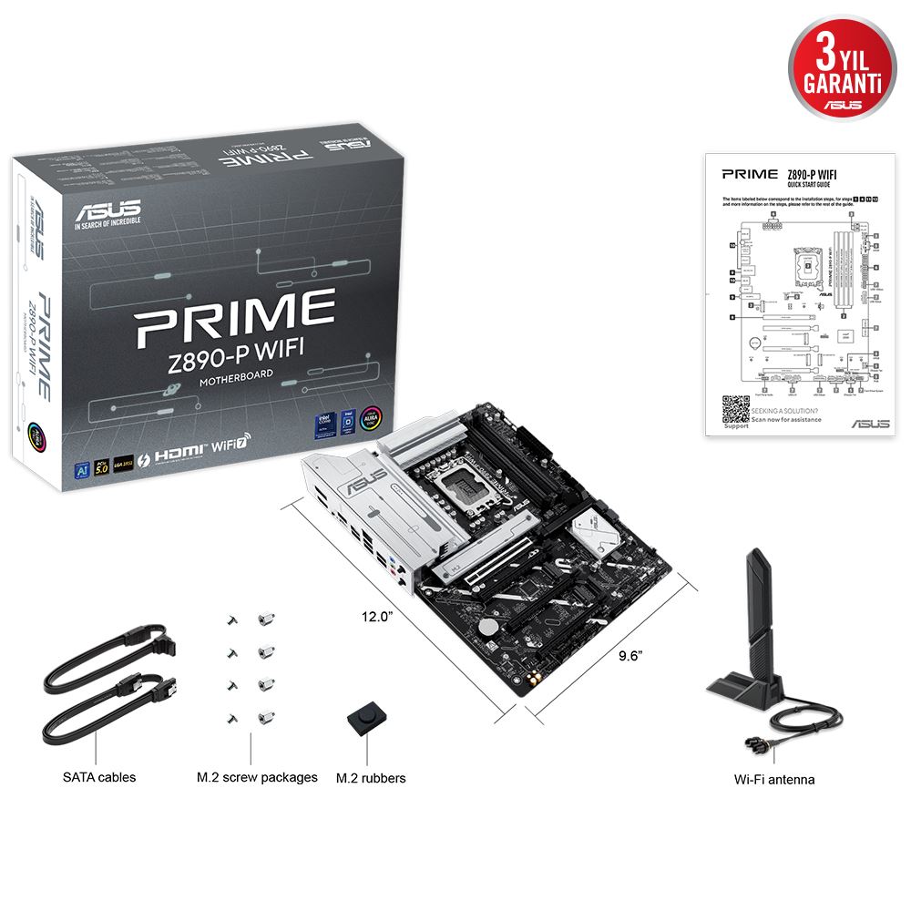 Asus Prıme Z890-p Wıfı Ddr5 8666mt/s 1xhdmı 1xdp 1xusb Type-c 4xm.2 Atx 1851p (ıntel Ultra Processors Serıes 2)