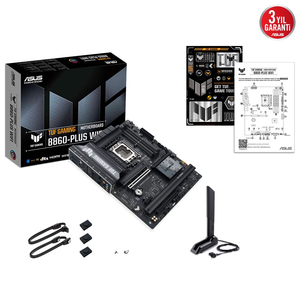 Asus Tuf Gamıng B860-plus Wıfı Ddr5 8666mt/s 1xhdmı 1xdp 3xm.2 Type-c Atx 1851p (ıntel Ultra Processors Serıes 2)