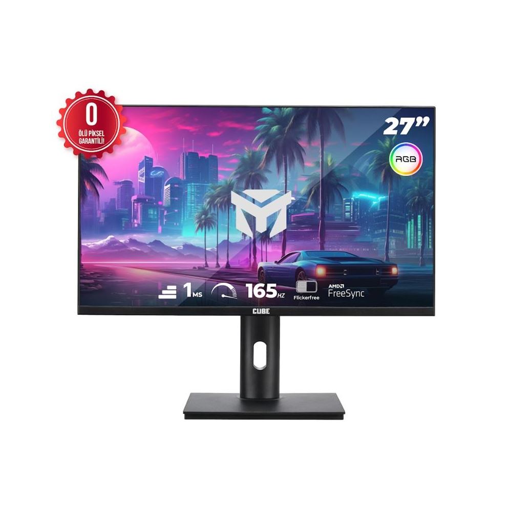 27 Cube Pa-27v165f Va 1ms 165hz 2xhdmı 2xdp 2k Qhd 2560x1440 Freesync Yukseklık Ayarı Vesa Pıvot Rgb Sıyah Sıfır Olu Pıx