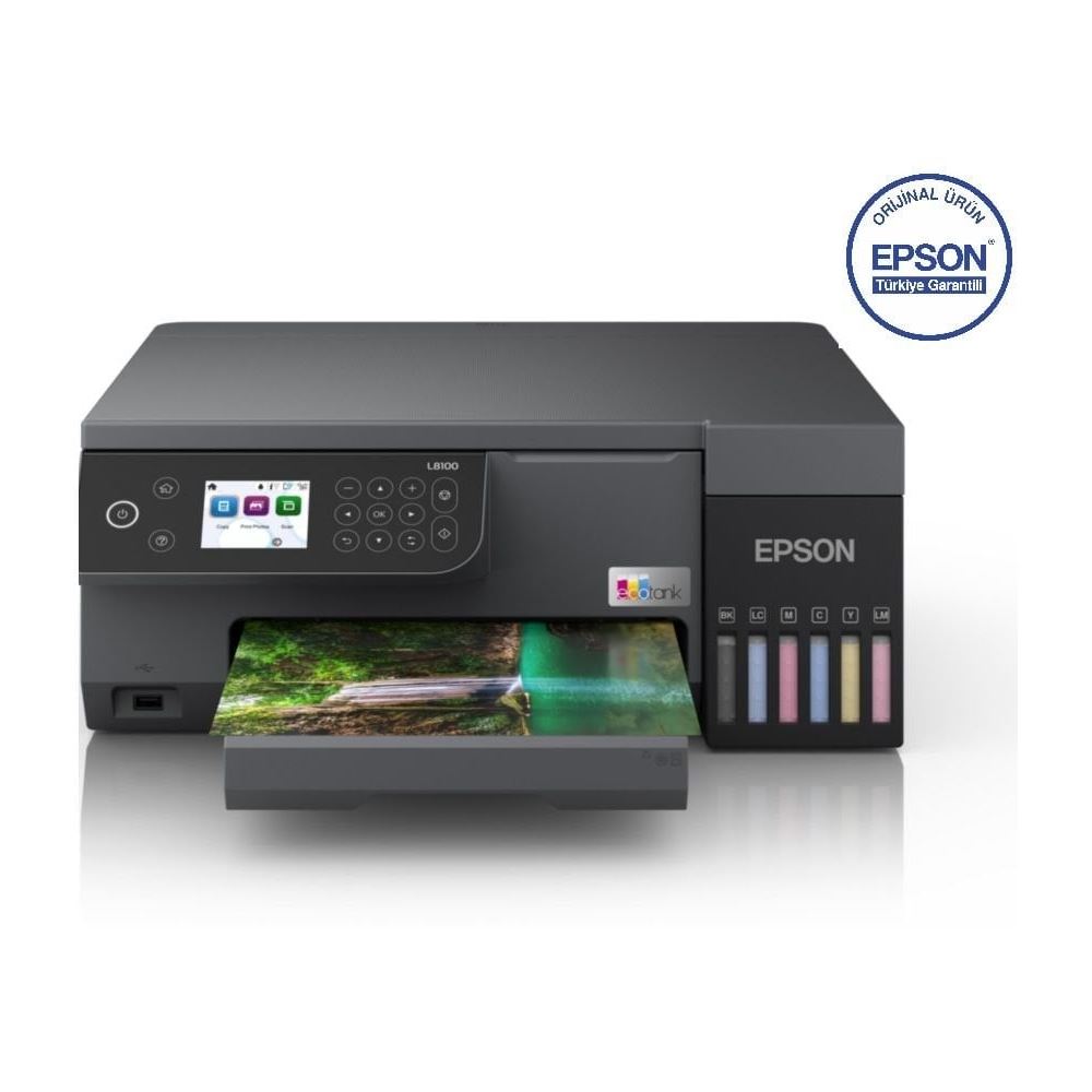 Epson Ecotank L8100 Wi-fi + Tarayıcı + Fotokopi Renkli Çok Fonksiyonlu Tanklı Mürekkep Püskürtmeli Yazıcı