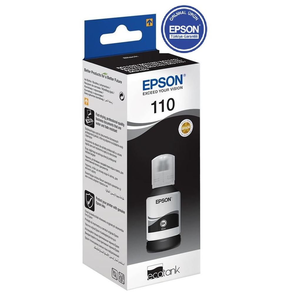 Epson EcoTank 110 120ml Orijinal Black (Siyah) Mürekkep Kartuş C13T03P14A