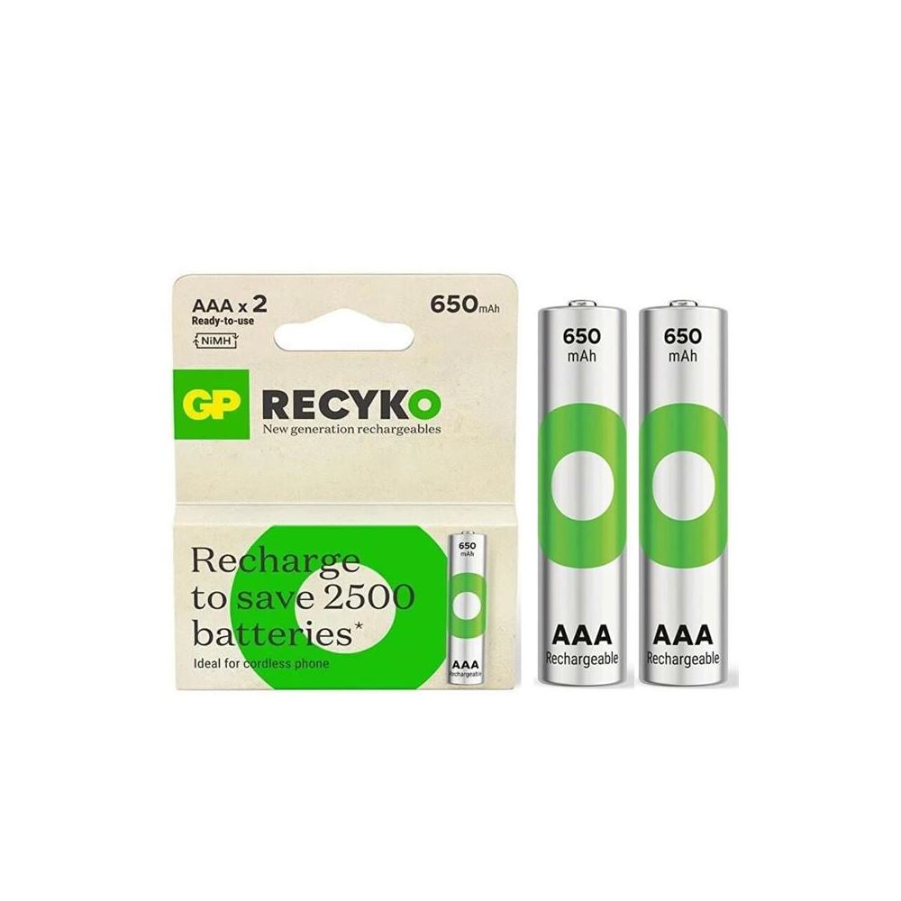 Gp Recyko 650 Mah R03 Aaa Şarjlı 2'li İnce Kalem Pil