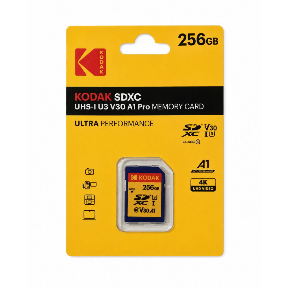 Kodak 256GB SD Hafıza Kartı  UHS-I U3 V30PRO 205EKMSD256GXC30F