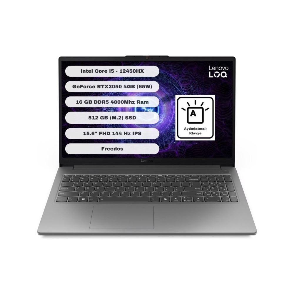 LENOVO LOQ 15IAX9E Intel Core i5 12450HX 16GB 512GB SSD RTX2050 Freedos 15.6'' FHD 83LK008HTR