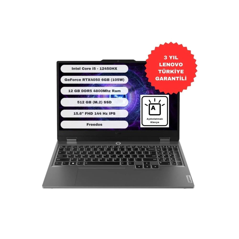 LENOVO LOQ 15IAX9 Intel Core i5 12450HX 12GB 512GB SSD RTX4050 Freedos 15.6'' FHD 83GS00Q7TR