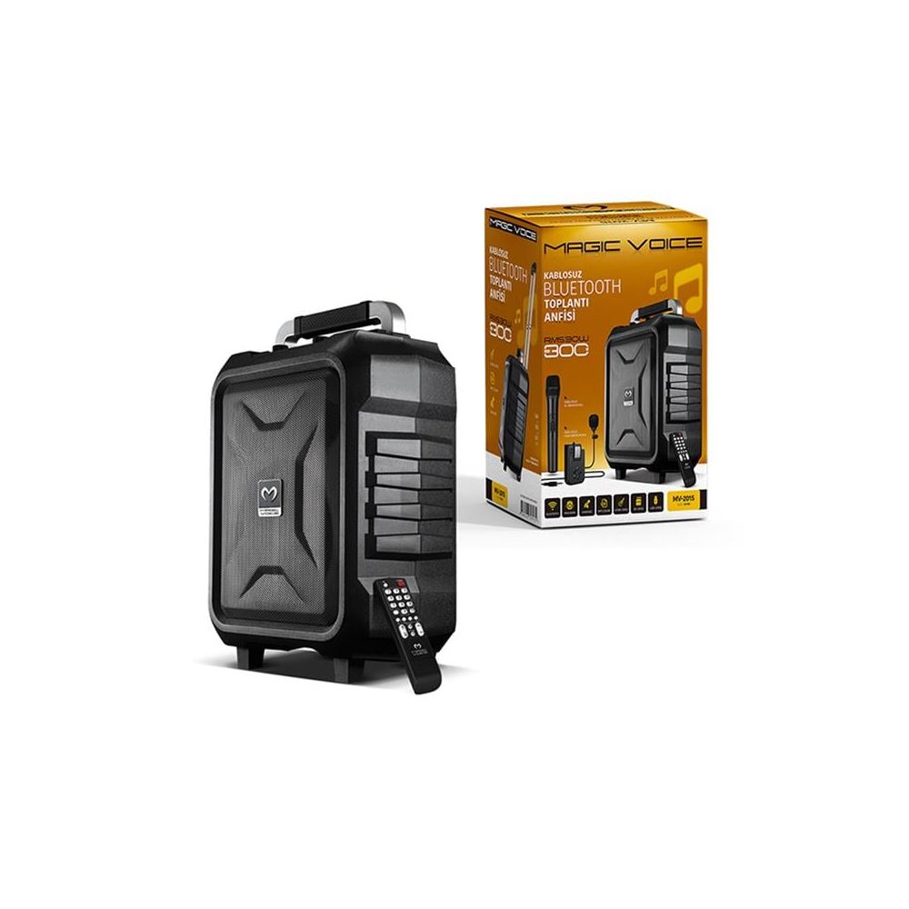 Magicvoice Mv-2015 USB-sd-bt 1 El + 1 Yaka Mikrofonlu 300w Taşınabilir Şarjli Hoparlör Anfi