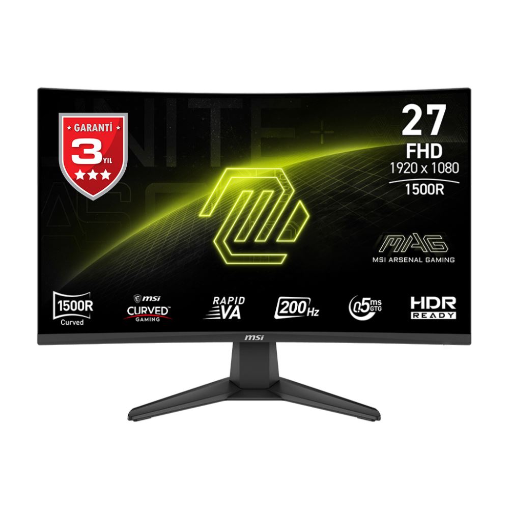 Msı 27" Mag 276cf E20 1920x1080 (Fhd) 16:9 Curve 1500r Rapıd Va 200hz 0.5ms Freesync Premıum Gamıng Monıtor