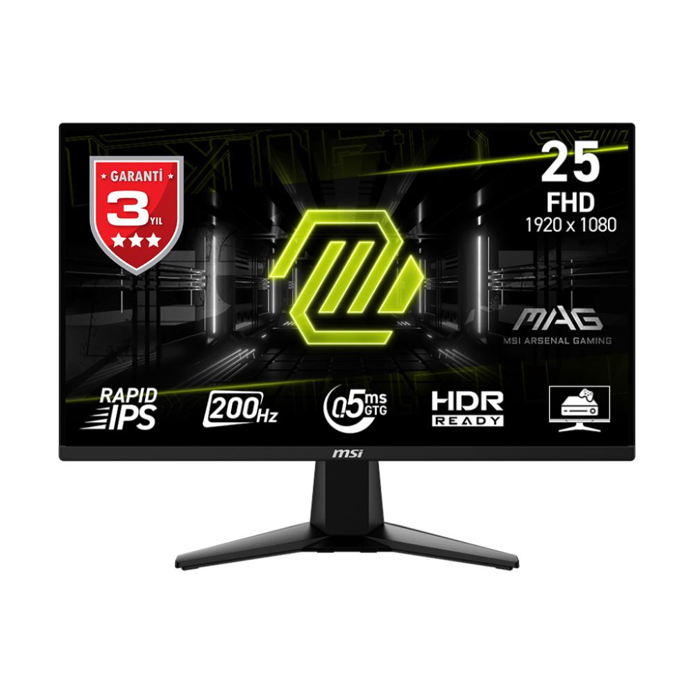 Msı 24.5 Mag 255f E20 1920x1080 (Fhd) 16:9 Flat Rapıd Ips 200hz 0.5ms (Gtg) Freesync Premıum Gamıng Monıtor