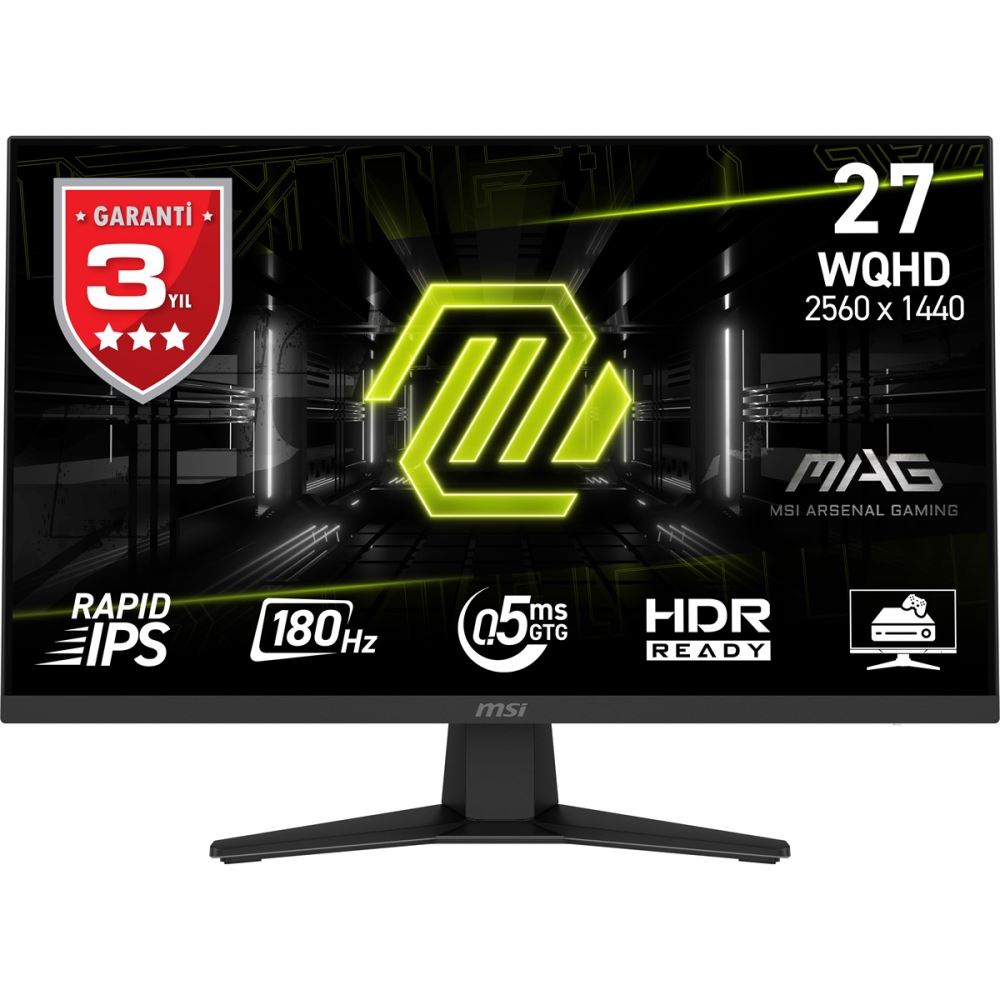 Msı 27" Mag 274qf 2560x1440 (Wqhd) 16:9 Flat Rapıd Ips 180hz 0.5ms (Min.) Adaptıve-Sync Gamıng Monıtor