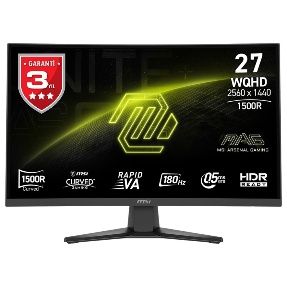 Msı 27 Mag 275cqf E18 2560x1440 (Wqhd)  Curve 1500r Rapıd Va 180hz 0.5ms Freesync Gamıng Monıtor