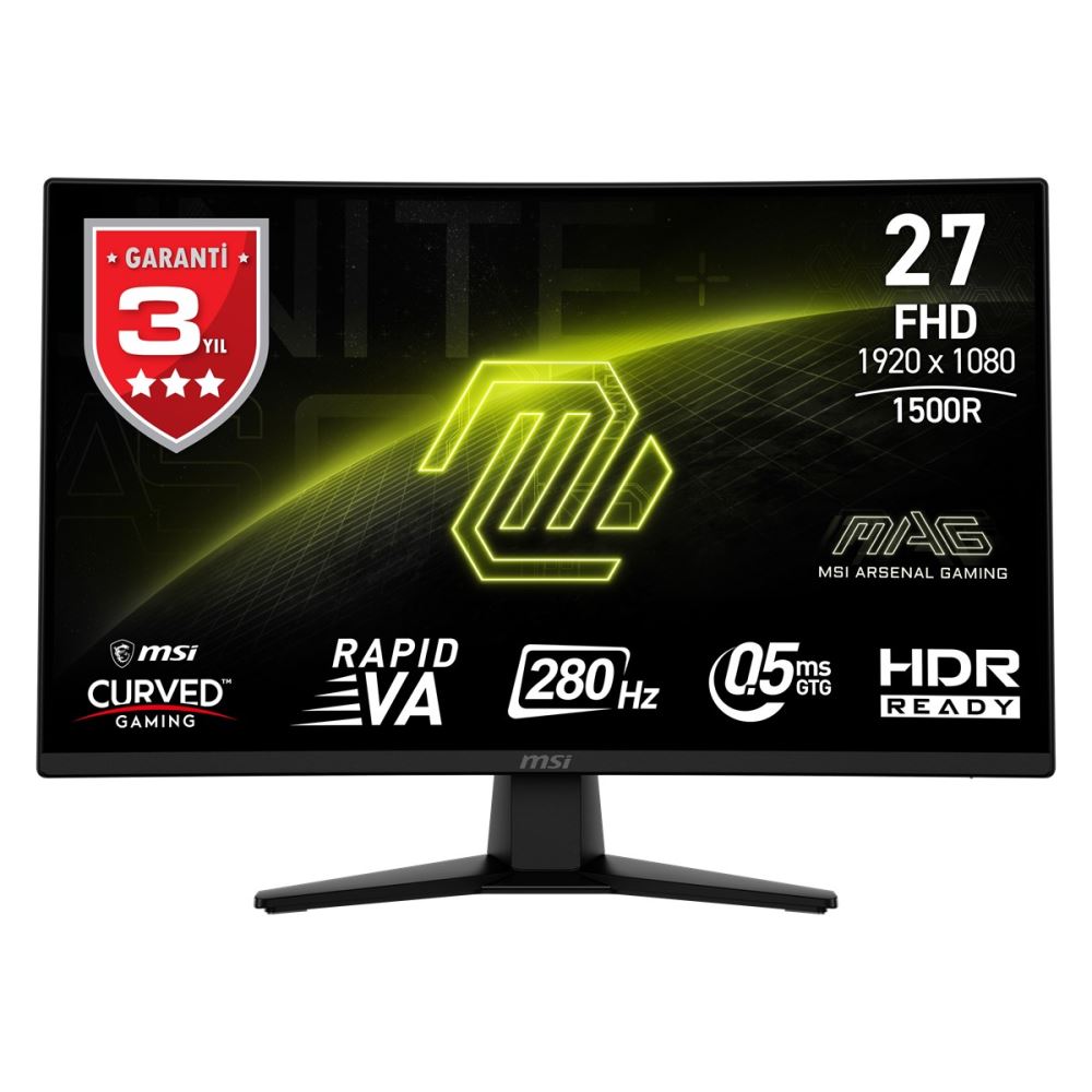 Msı 27" Mag 274cxf 1920x1080 (Fhd)  Curve 1500r Va 280hz 0.5ms (Gtg) Adaptıve-Sync  Sıyah Gamıng Monıtor