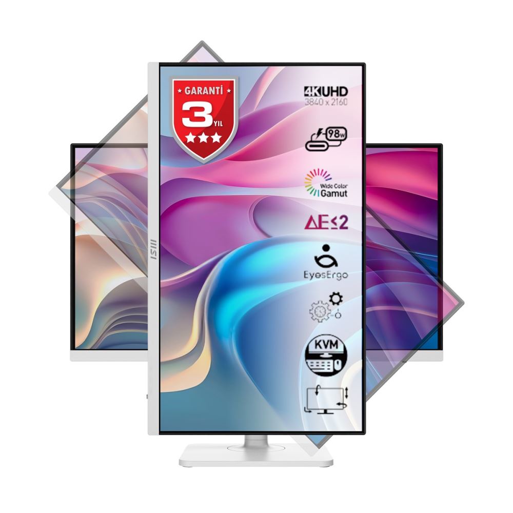 Msı 27 Modern Md272uphw 3840x2160 (Uhd) 16:9 Flat Ips 60hz 1ms Adaptıve-Sync Pıvot Type-C Monıtor