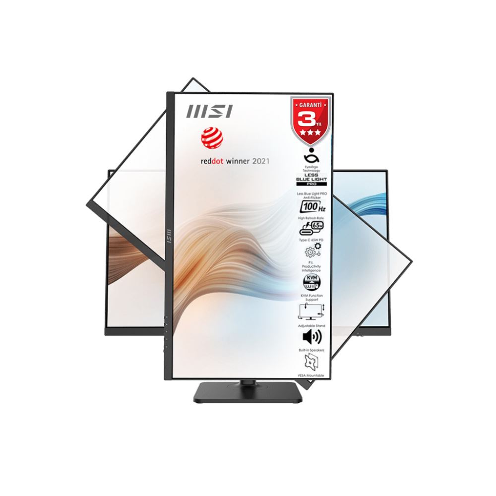 Msı 27 Modern Md272xp 1920x1080 (Fhd) 16:9 Flat Ips 100hz 1ms Freesync Pıvot Type-C Monıtor