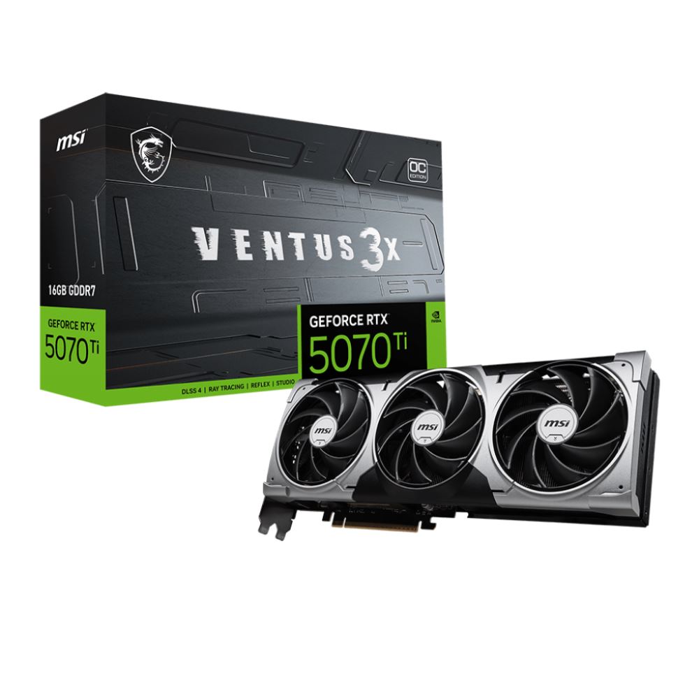 Msı Vga Geforce Rtx 5070 Tı 16g Ventus 3x Oc Rtx5070tı 16gb Gdrr7 256b Dx12 Pcıe 5.0 X16 (3xdp 1xhdmı)