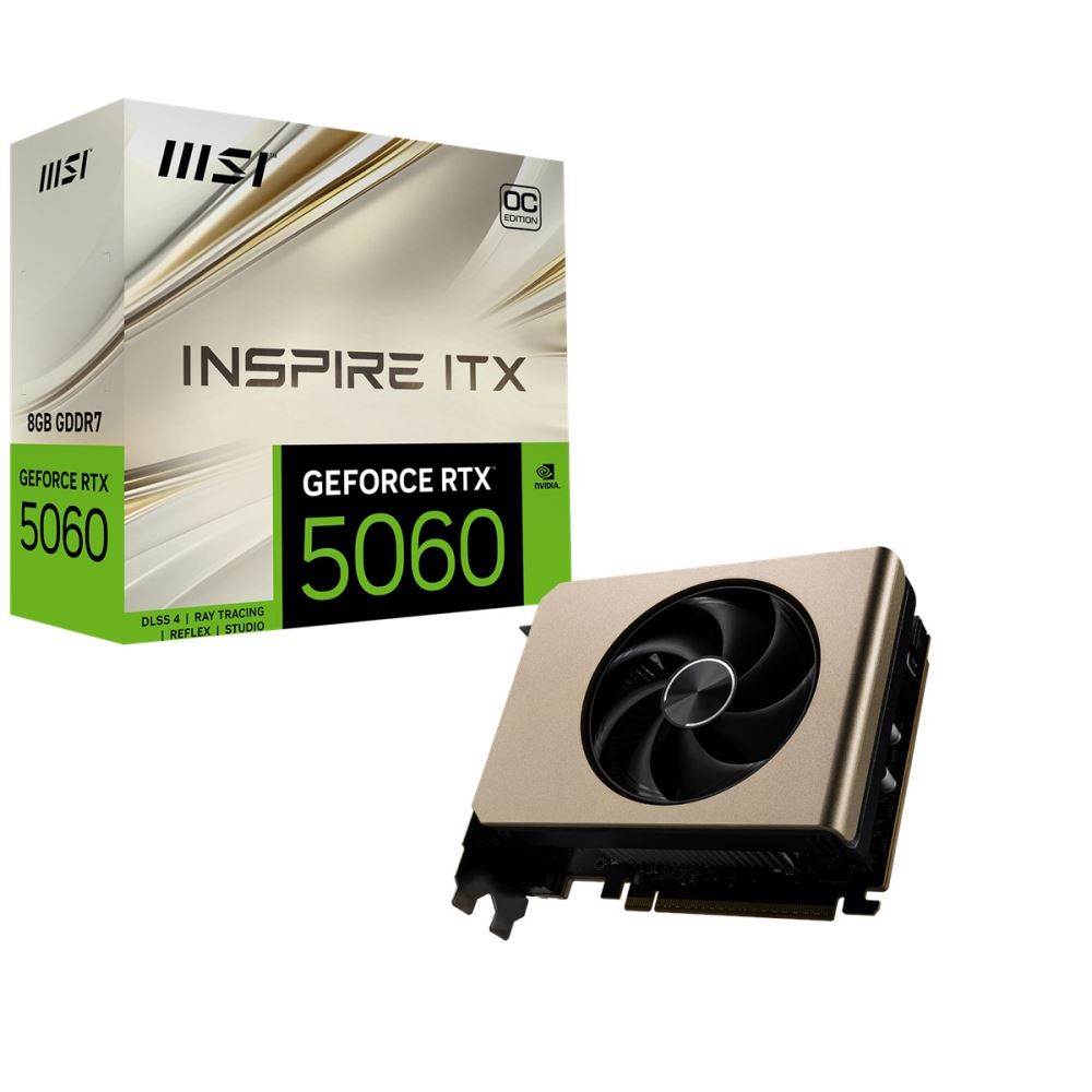 Msı Vga Geforce Rtx 5060 8g Inspıre Itx Oc Rtx5060 8gb Gddr7 128b Dx12 Pcıe 5.0 X16 (3xdp 1xhdmı)