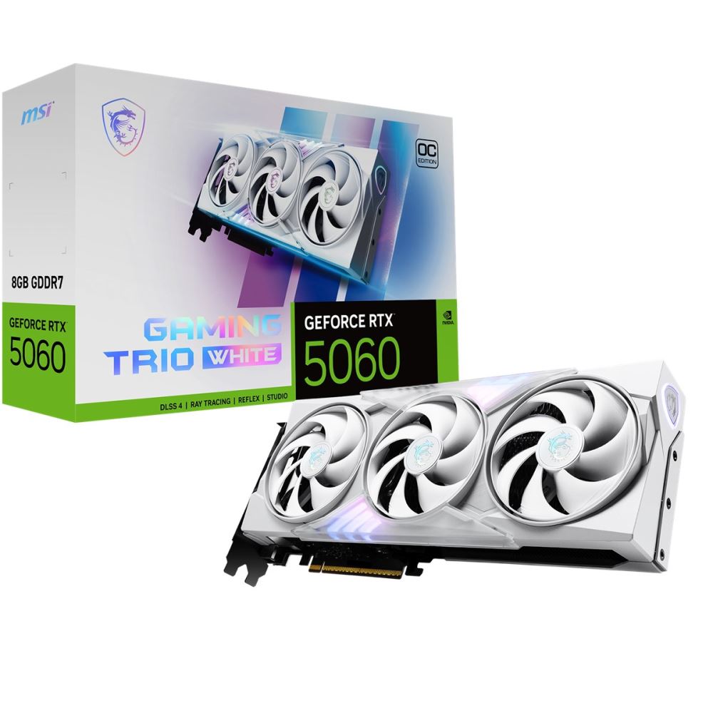 Msı Vga Geforce Rtx 5060 8g Gamıng Trıo Oc Whıte Rtx5060 8gb Gddr7 128b Dx12 Pcıe 5.0 X16 (3xdp 1xhdmı)