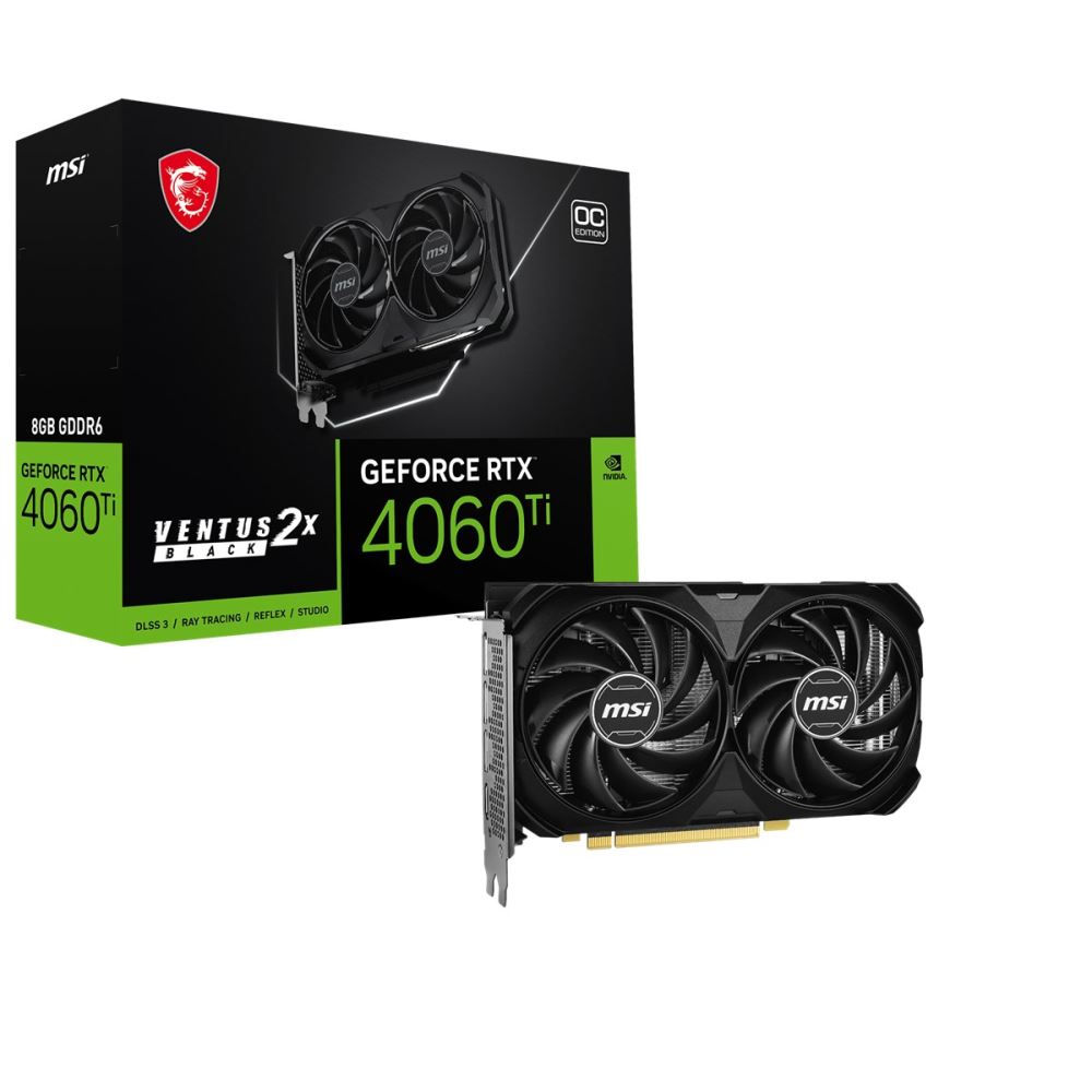Msı Vga Geforce Rtx 4060 Tı 8g Ventus 2x Black E1 Oc Rtx4060tı 8gb Gddr6 128b Dx12 Pcıe 4.0 X16 (3xdp 1xhdmı)