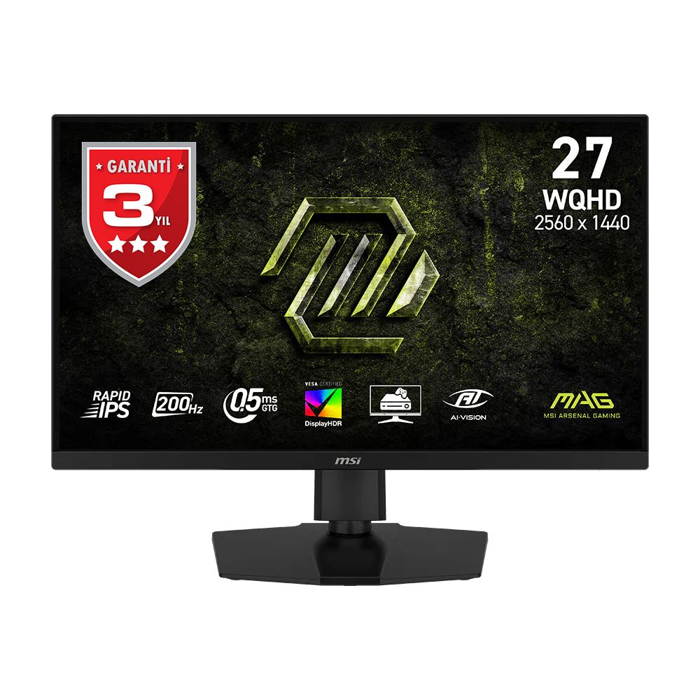 Msı 27 Mag 274qpf E20 2560x1440 (Wqhd) 16:9 Flat Rapıd Ips 200hz 0.5ms (Min.) Freesync Premıum Pıvot Gamıng Monıtor
