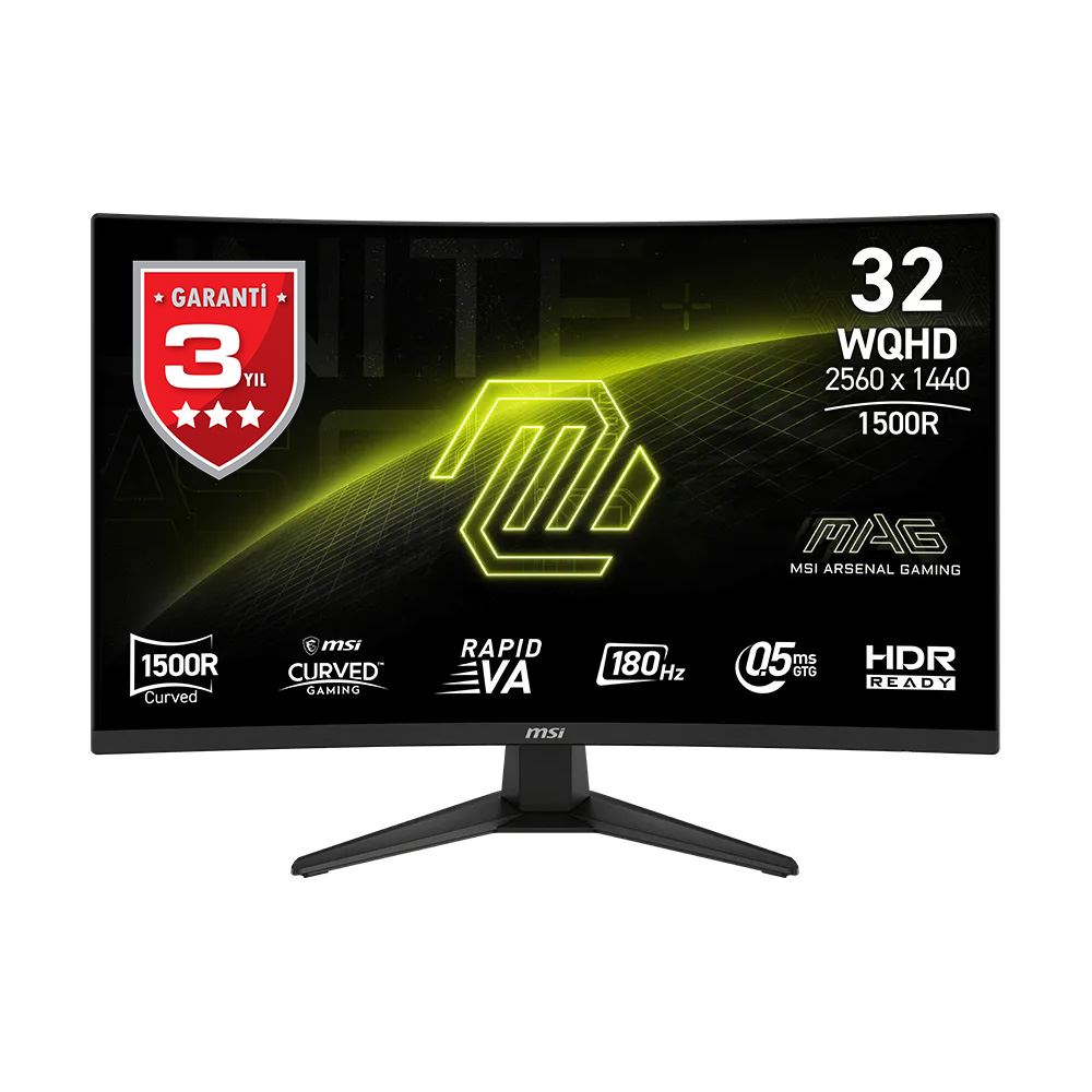 Msı 31.5 Mag 321cqf E18 2560x1440 (Wqhd) 16:9 Curve 1500r Rapıd Va 180hz 0.5ms Freesync Gamıng Monıtor