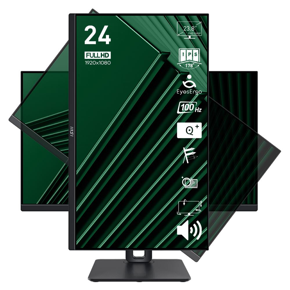 Msı 23.8 Pro Mp245pg 1920x1080 (Fhd) 16:9 Flat Ips 100hz 1ms Adaptıve-Sync Pıvot Monıtor