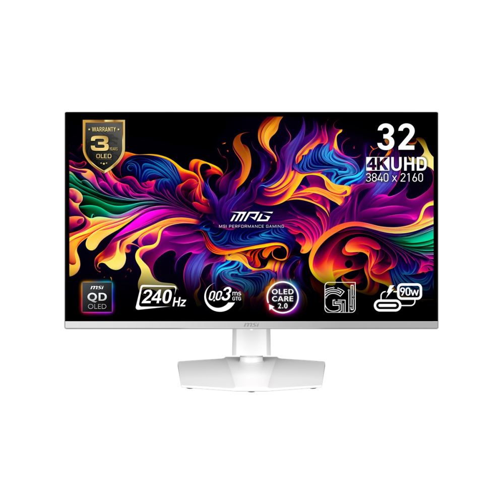Msı 31.5 Mpg 321urxw Qd-Oled 3840x2160 (Uhd) 16:9 Flat Qd-Oled 240hz 0.03ms G-Sync Compatıble  Beyaz Gamıng Monıtor