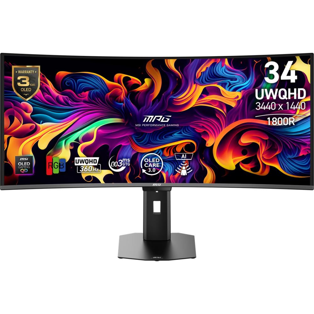 Msı 34 Mpg 341cqr Qd-Oled X36 3440x1440 (Uwqhd) 21:9 Curve 1800r Qd-Oled 360hz 0.03ms Adaptıve-Sync Gamıng Monıtor