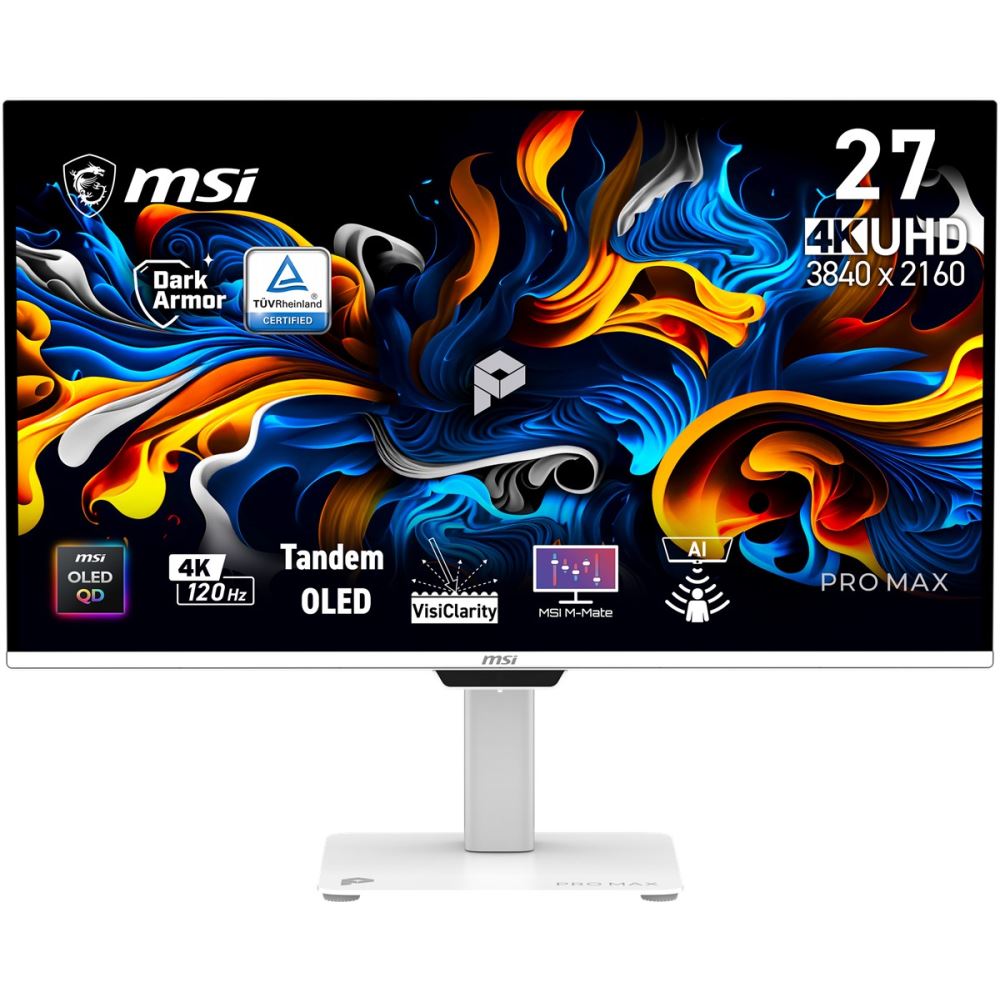 Msı 26.5 Pro Max 271upxw12g 3840 X 2160 (Uhd) 16:9 Flat Qd-Oled 120hz 0.03ms (Gtg) Freesync Premıum Pro Pıvot Beyaz Monıtor