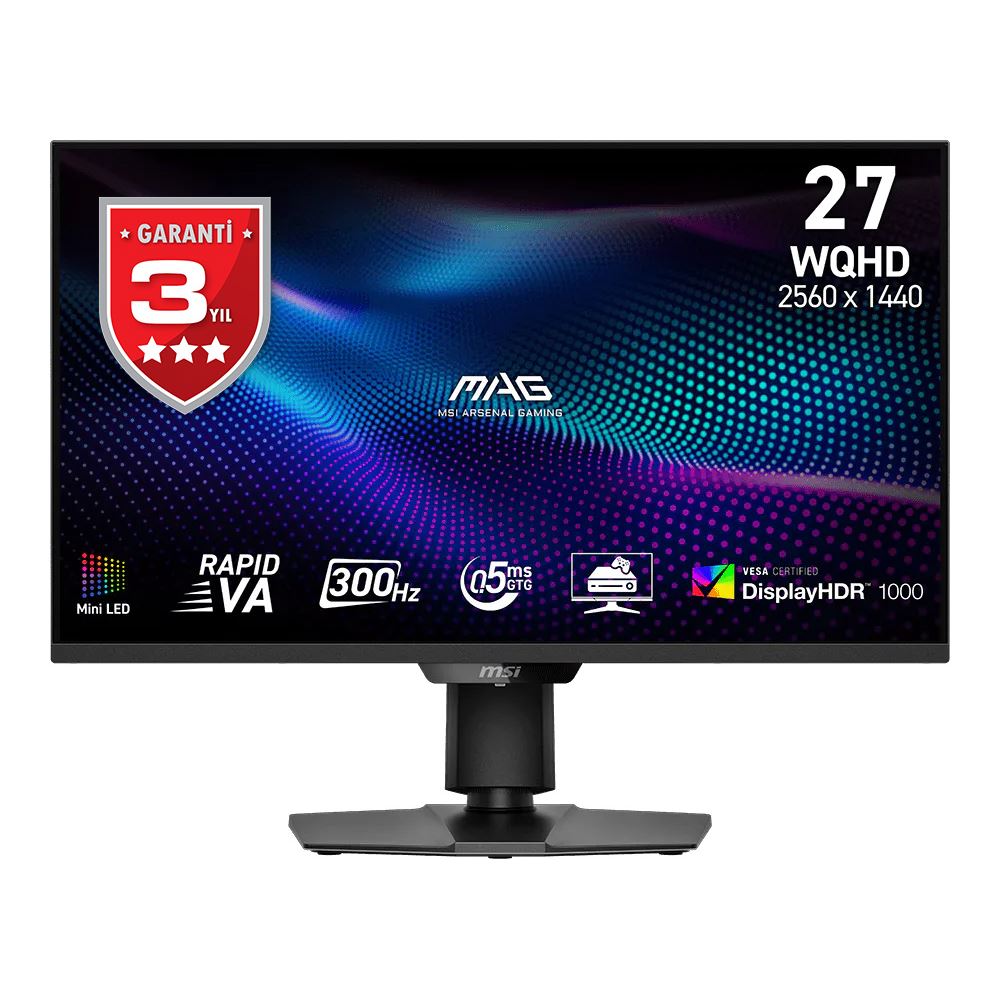 Msı 27 Mag 274qpf X30mv 2560x1440 (Wqhd) 16:9 Flat Rapıd Va Mini-Led 300hz 0.5ms (Min.) Adaptıve-Sync Pıvot Gamıng Monıtor