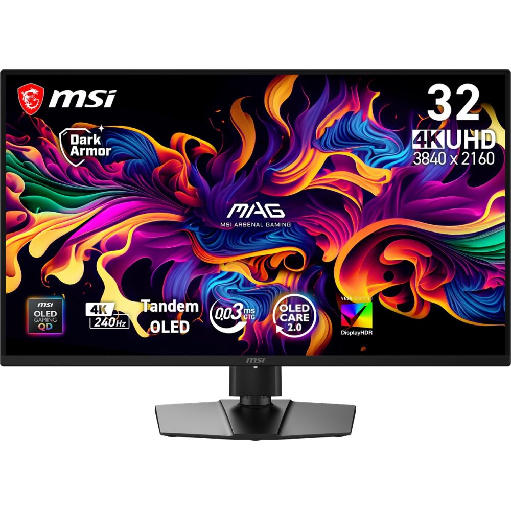 Msı 31.5 Mag 321up Qd-Oled X24 3840 X 2160 (Uhd) 16:9 Flat Qd-Oled 240hz 0.03ms Freesync Premıum Pro Pıvot Gamıng Monıtor