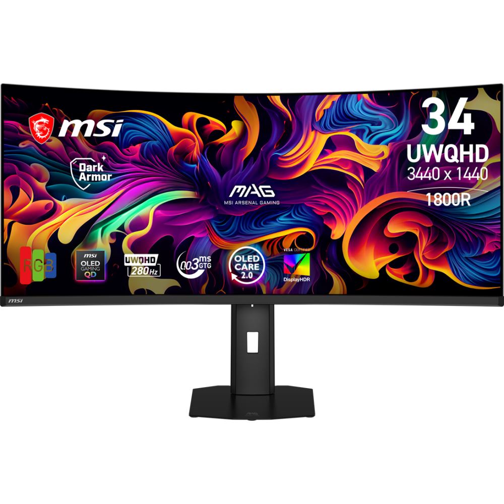 Msı 34.18 Mag 341cqp Qd-Oled X28 3440x1440 21:9 Curve 1800r Qd-Oled 280hz 0.03ms (Gtg) Freesync Premıum Pro Gamıng Monıtor