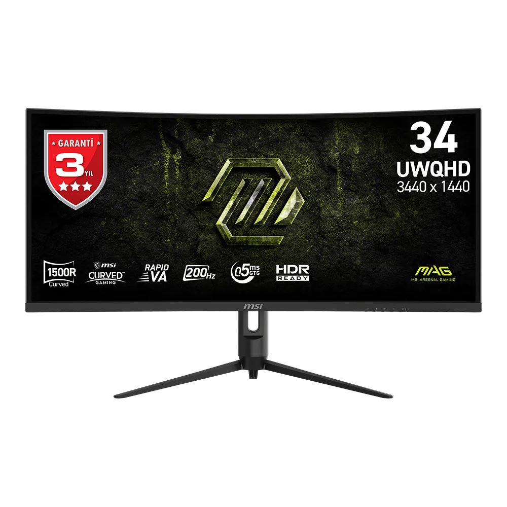 Msı 34 Mag 342cqrf E20 3440x1440 (Uwqhd) 21:9 Curve 1500r Rapıd Va 200hz 0.5ms (Gtg, Min.) Freesync Premıum Gamıng Monıtor