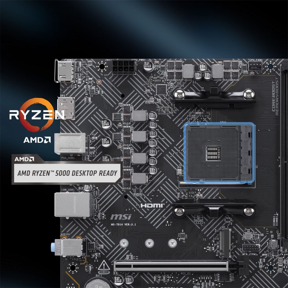 Msı Mb Pro B550m-B Am4 Ddr4 4600(Oc) Hdmı Dp 2x M.2 Usb 5gbps Matx