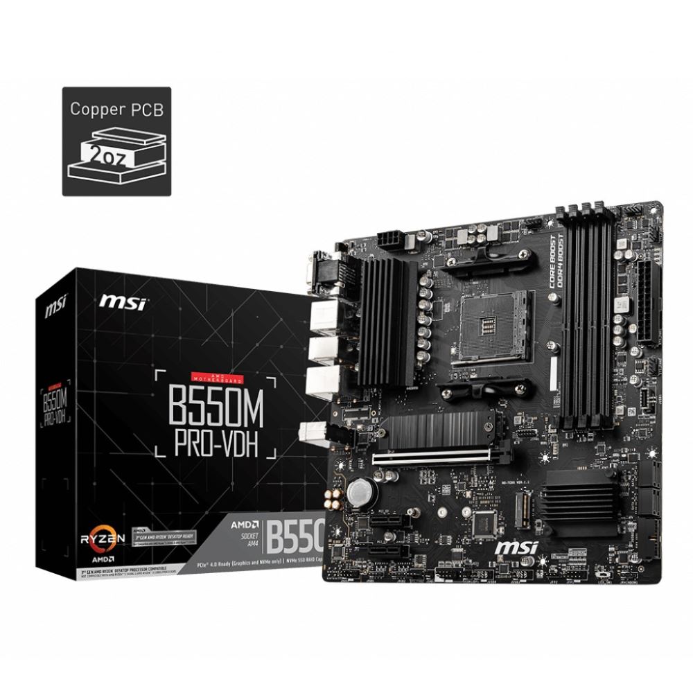 Msı B550m Pro-Vdh Am4 Ddr4 4400(Oc) Hdmı Dp Vga  M.2 Usb3.2 Matx