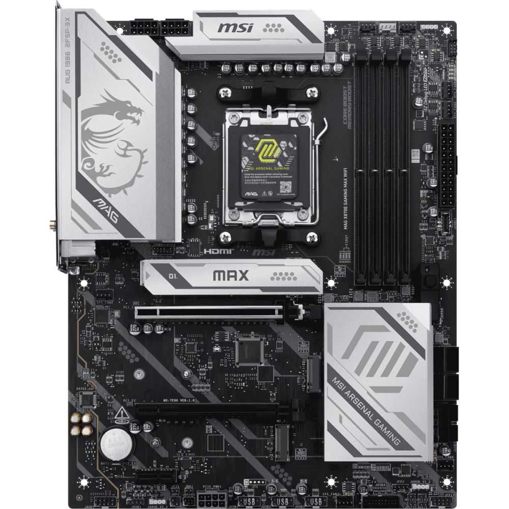 Msı Mb Mag X870e Gamıng Max Wıfı Am5 Ddr5 8200mhz(Oc) 3x M.2  Usb 40gbps Hdmı Dp 5g Lan Wıfı 7 Rgb Atx