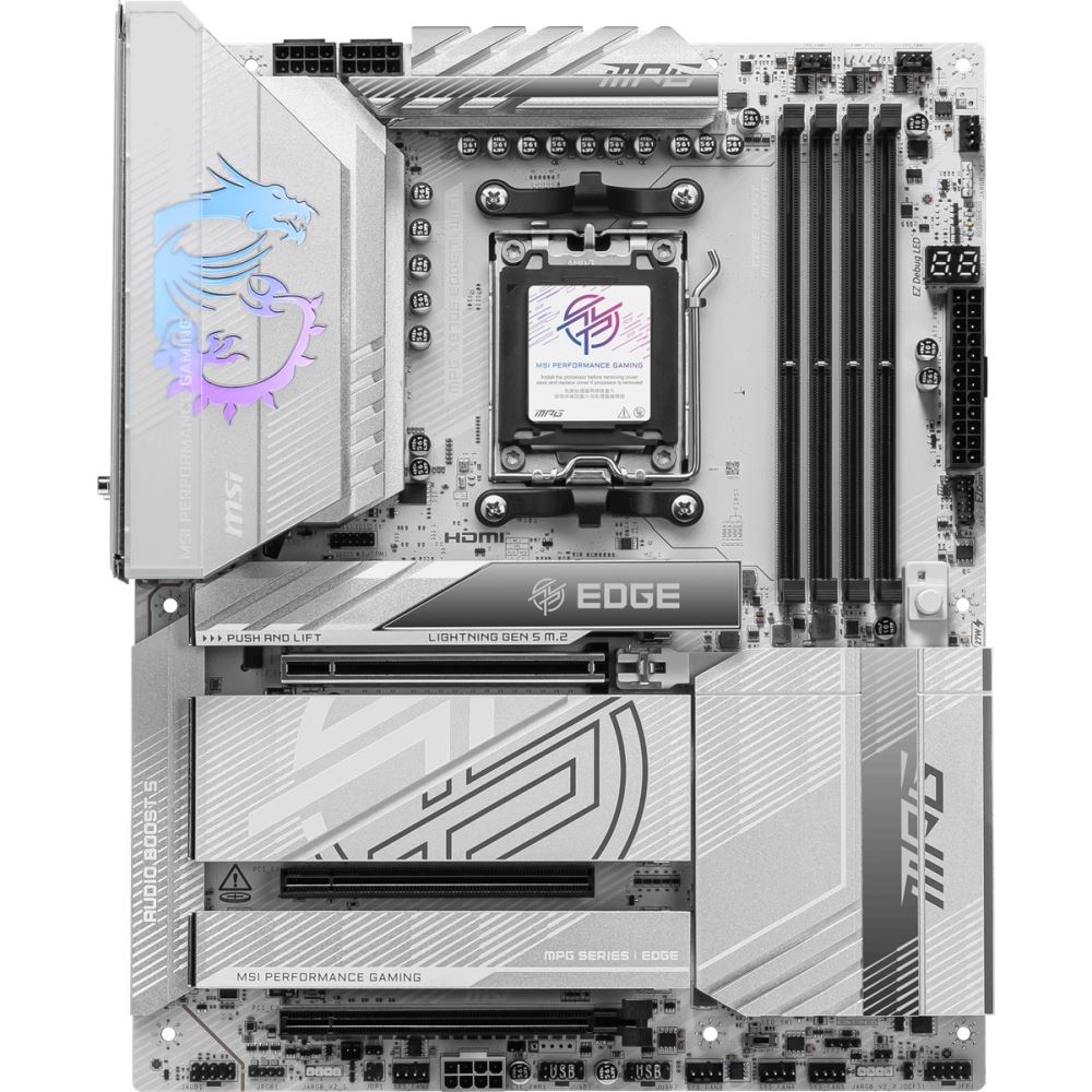 Msı Mpg X870e Edge Tı Wıfı Am5 Ddr5 8400mhz(Oc) Usb4 4x M.2 Hdmı 5g Lan Wıfı 7 Rgb Atx