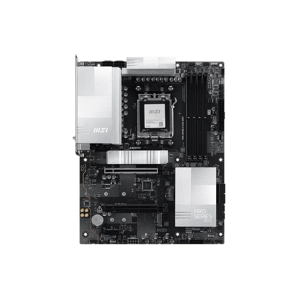 Msı Mb Pro X870e-S Evo Wıfı Am5 Ddr5 8200mhz(Oc) 3x M.2 Usb 40gbps  Type-C Dp Hdmı 5g Lan Wıfı 7 Rgb Atx
