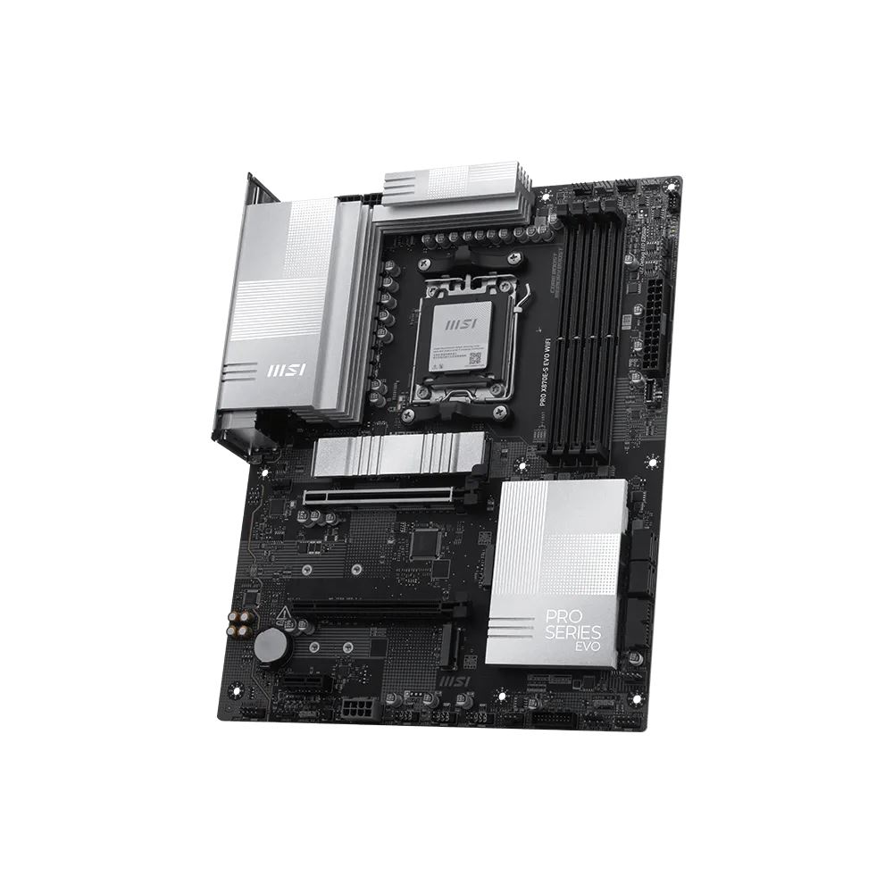 Msı Mb Pro X870e-S Evo Wıfı Am5 Ddr5 8200mhz(Oc) 3x M.2 Usb 40gbps  Type-C Dp Hdmı 5g Lan Wıfı 7 Rgb Atx