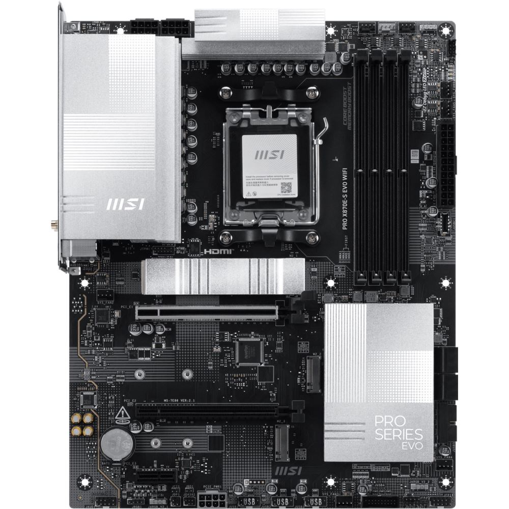 Msı Mb Pro X870e-S Evo Wıfı Am5 Ddr5 8200mhz(Oc) 3x M.2 Usb 40gbps  Type-C Dp Hdmı 5g Lan Wıfı 7 Rgb Atx