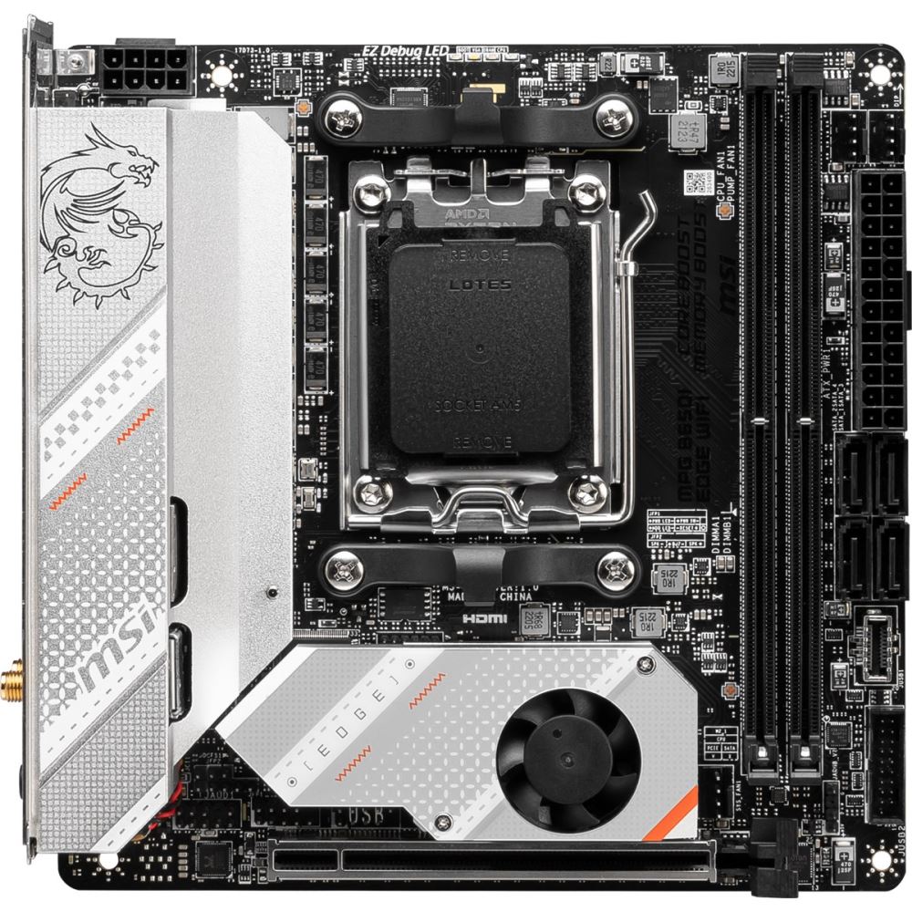 Msı Mpg B650ı Edge Wıfı Am5 Ddr5 7200mhz(Oc) Hdmı M.2 Usb3.2 2.5g Lan Wıfı 6e Mini-Itx