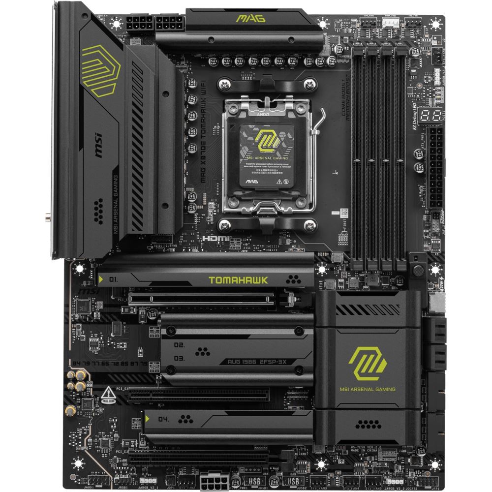 Msı Mag X870e Tomahawk Wıfı Am5 Ddr5 8400mhz(Oc) Usb4 4x M.2 Hdmı  2x Dp 5g Lan Wıfı 7 Rgb Atx