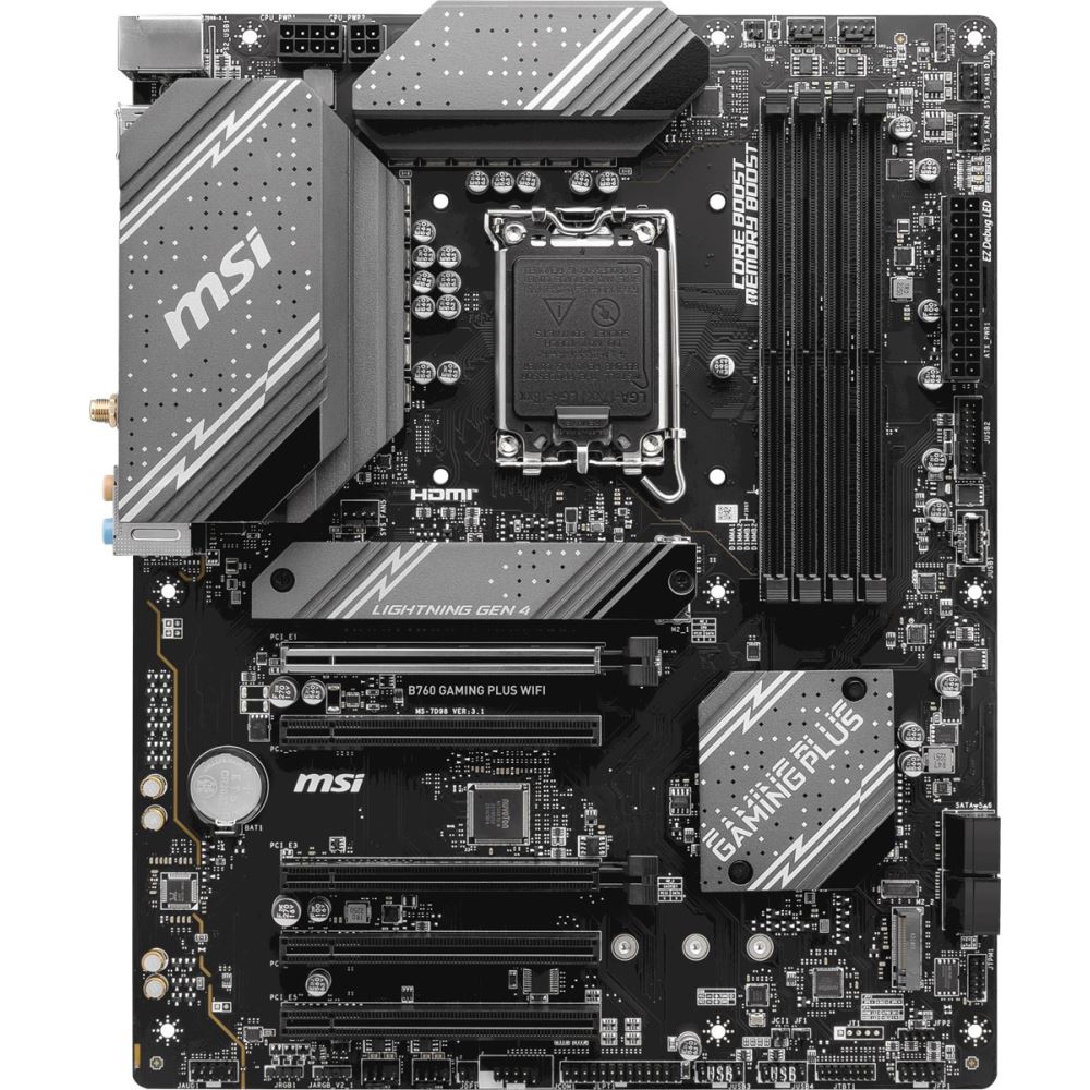 Msı B760 Gamıng Plus Wıfı Soket 1700 Ddr4 5333(Oc) Pcı-E ,M.2 Usb3.2 Hdmı,Dp 1x 2.5g Lan Wı-Fı 6e Atx
