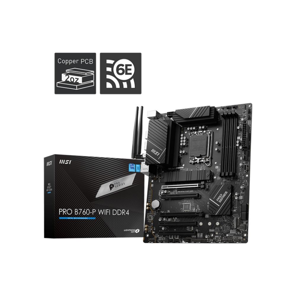 Msı Pro B760-P Wıfı Ddr4 Soket 1700 Ddr4 5333(Oc) Pcı-E M.2 Usb3.2 Hdmıdp 1x 2.5g Lan Wı-Fı 6e Atx