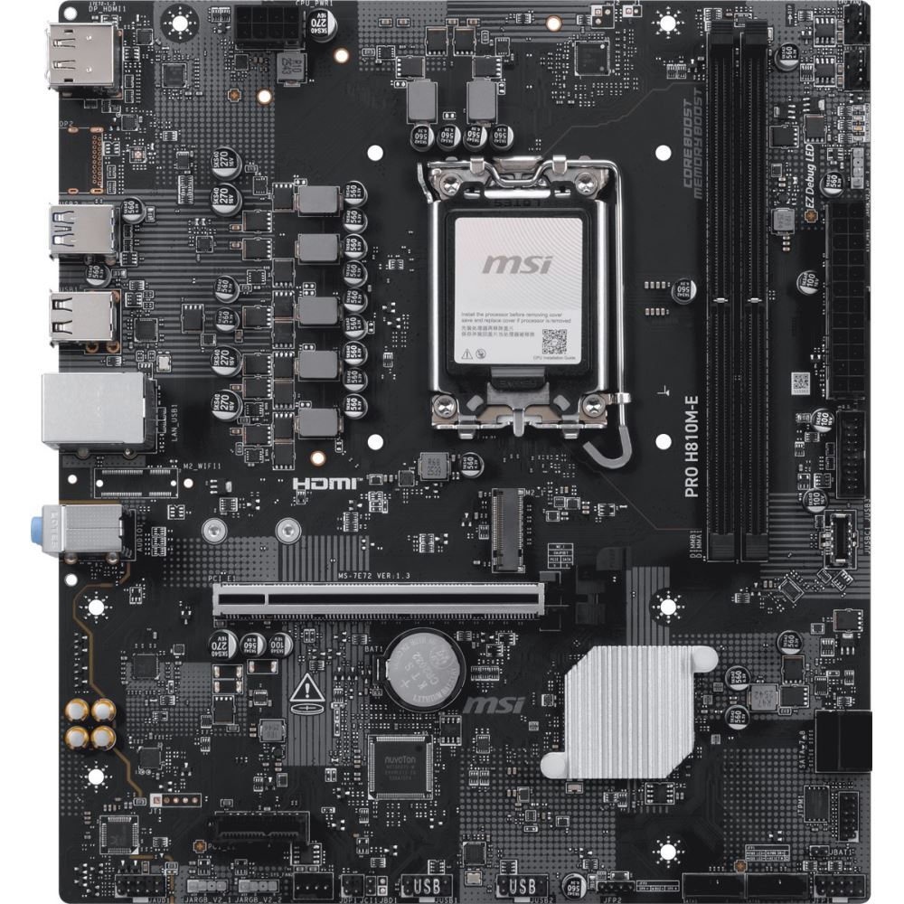 Msı Mb Pro H810m-E Soket 1851 Ddr5 6400 Mhz(Oc)  1xm.2 Usb 5gbps Hdmı Dp 2.5g Lan Matx