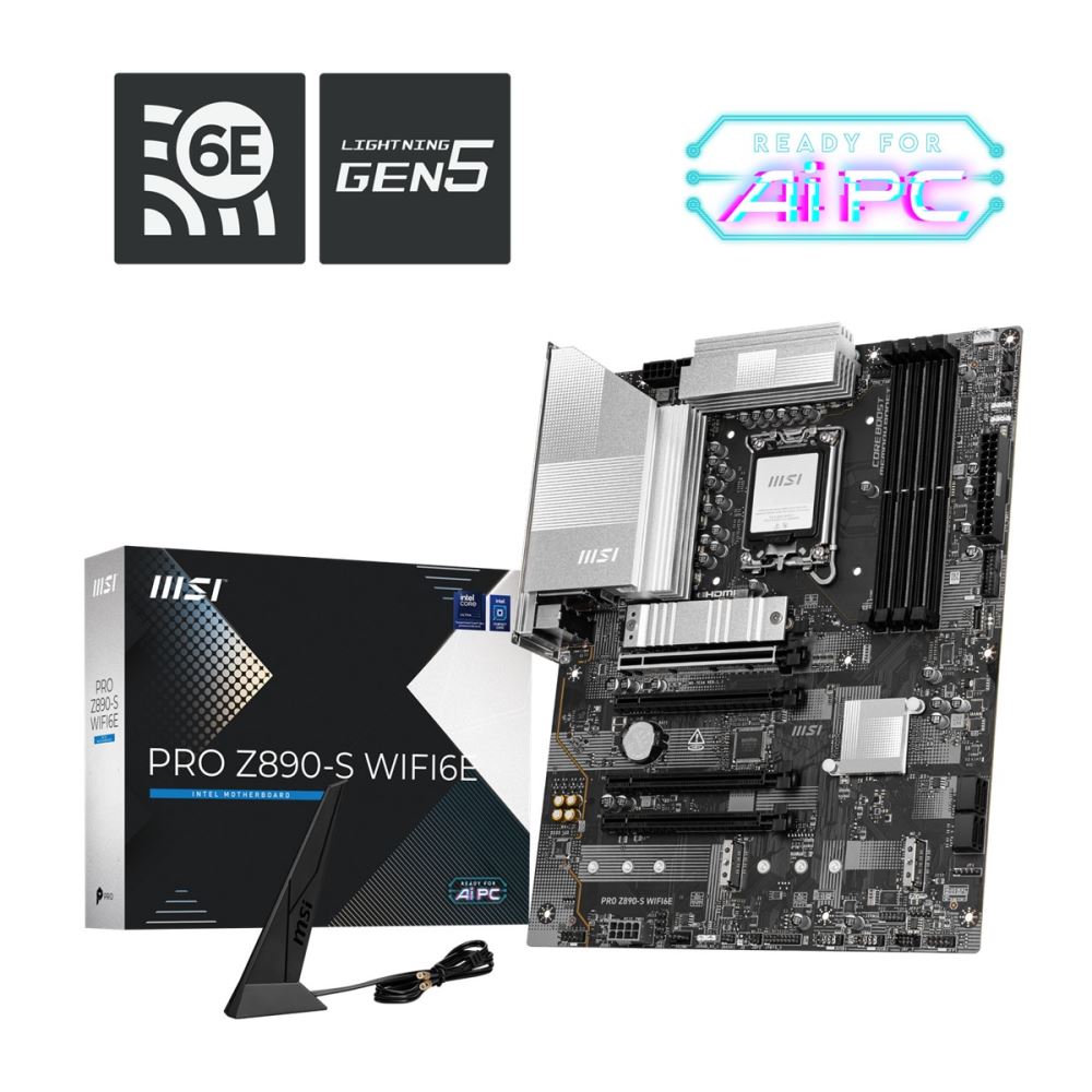 Msı Mb Pro Z890-S Wıfı6e Soket 1851 Ddr5 8800mhz(Oc) Usb 20gbps 3xm.2 Hdmı Dp 2.5g Lan Wıfı 6e Atx